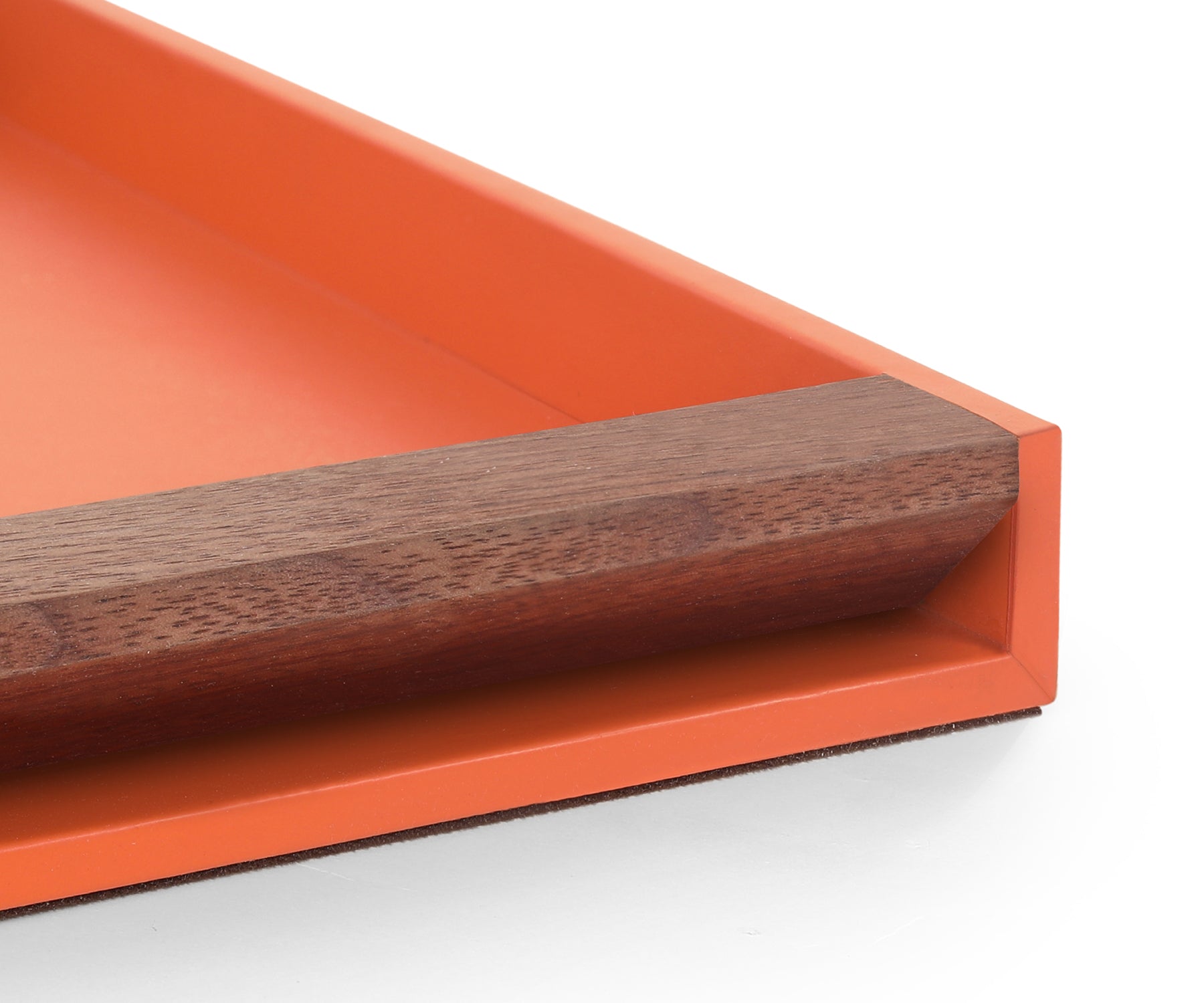 Buy Orange Tino Medium Organizer Tray - Made from Bonded Leather & Walnut Wood - Taamaa