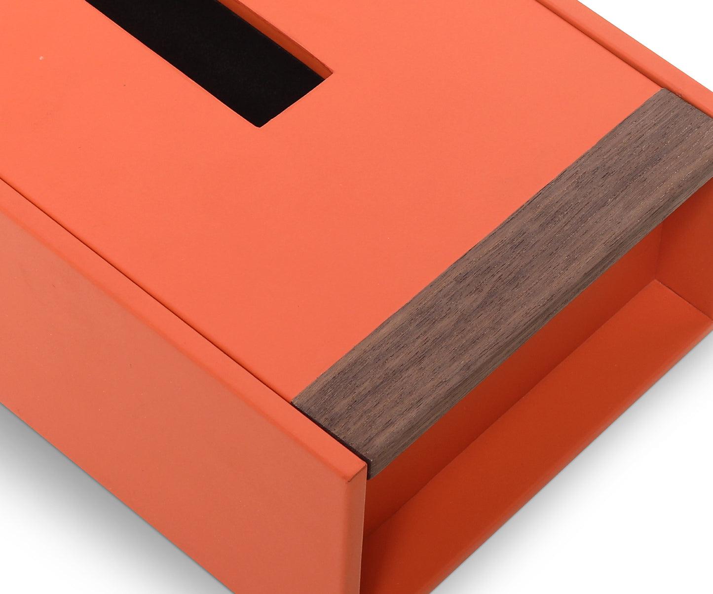 Buy Orange Tino Tissue Box - Made from Bonded Leather and Walnut Wood - Taamaa