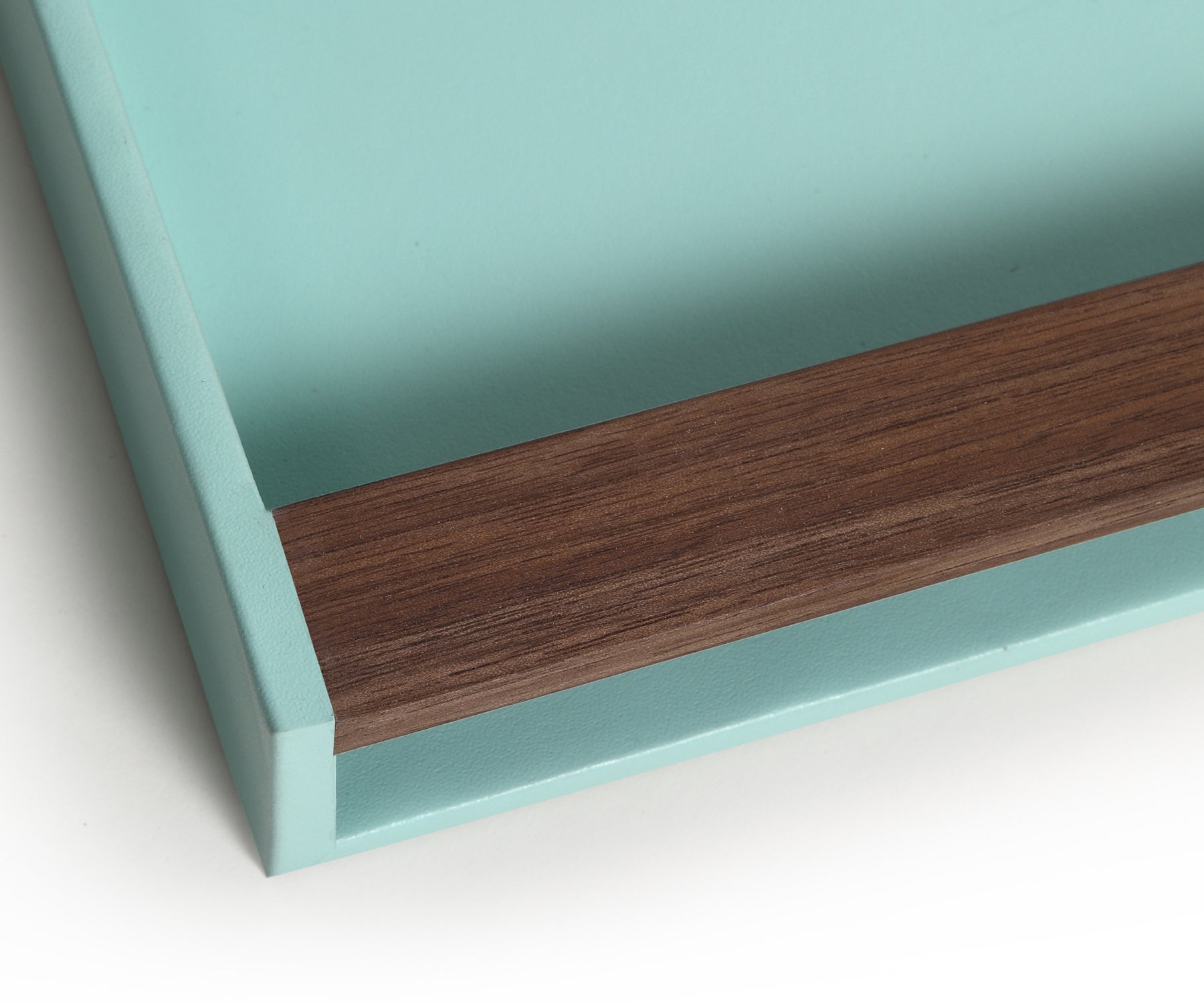 Buy Turquoise Tino Large Organizer Tray - Made from Bonded Leather & Walnut Wood - Taamaa