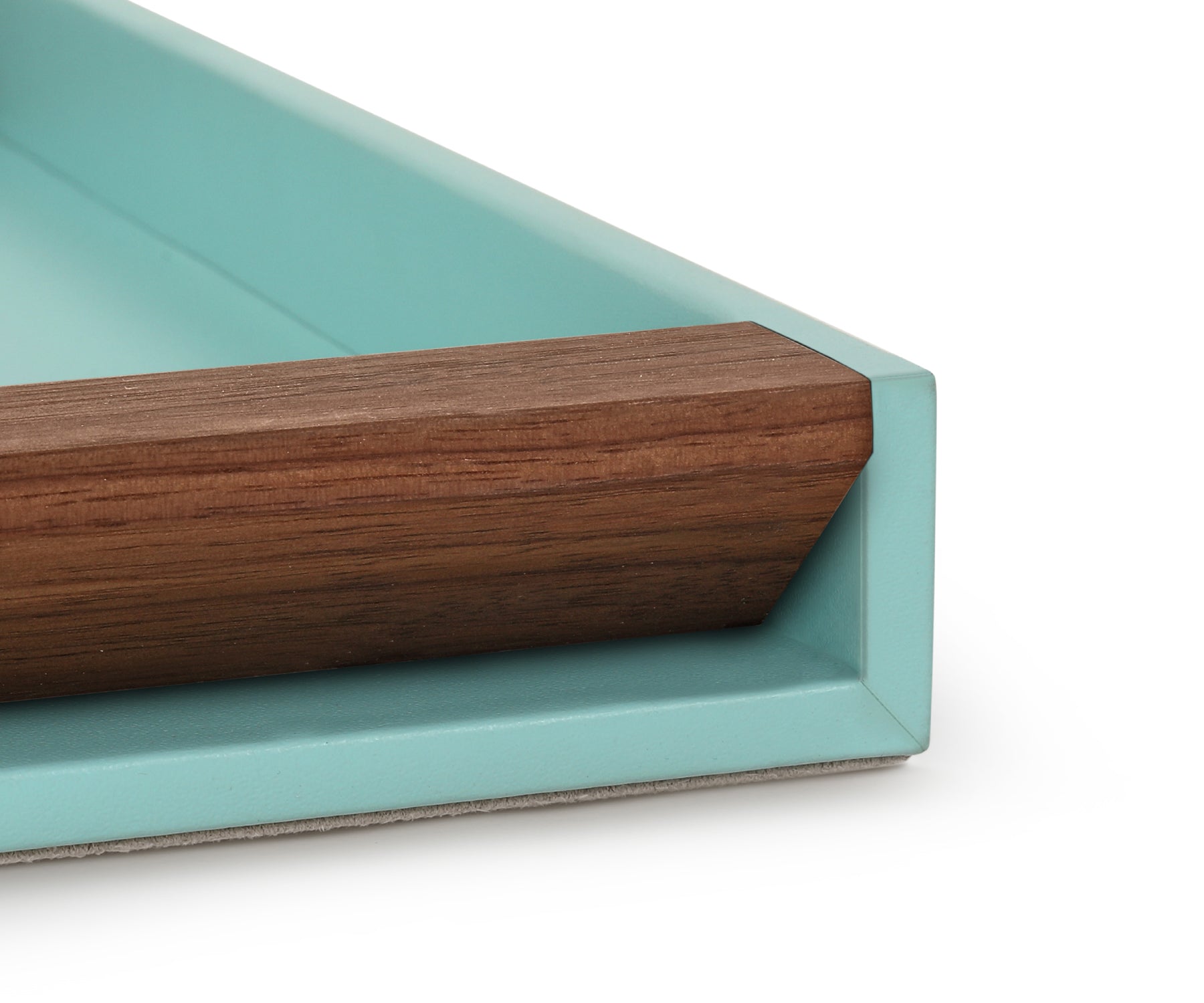 Buy Turquoise Tino Medium Organizer Tray - Made from Bonded Leather & Walnut Wood - Taamaa