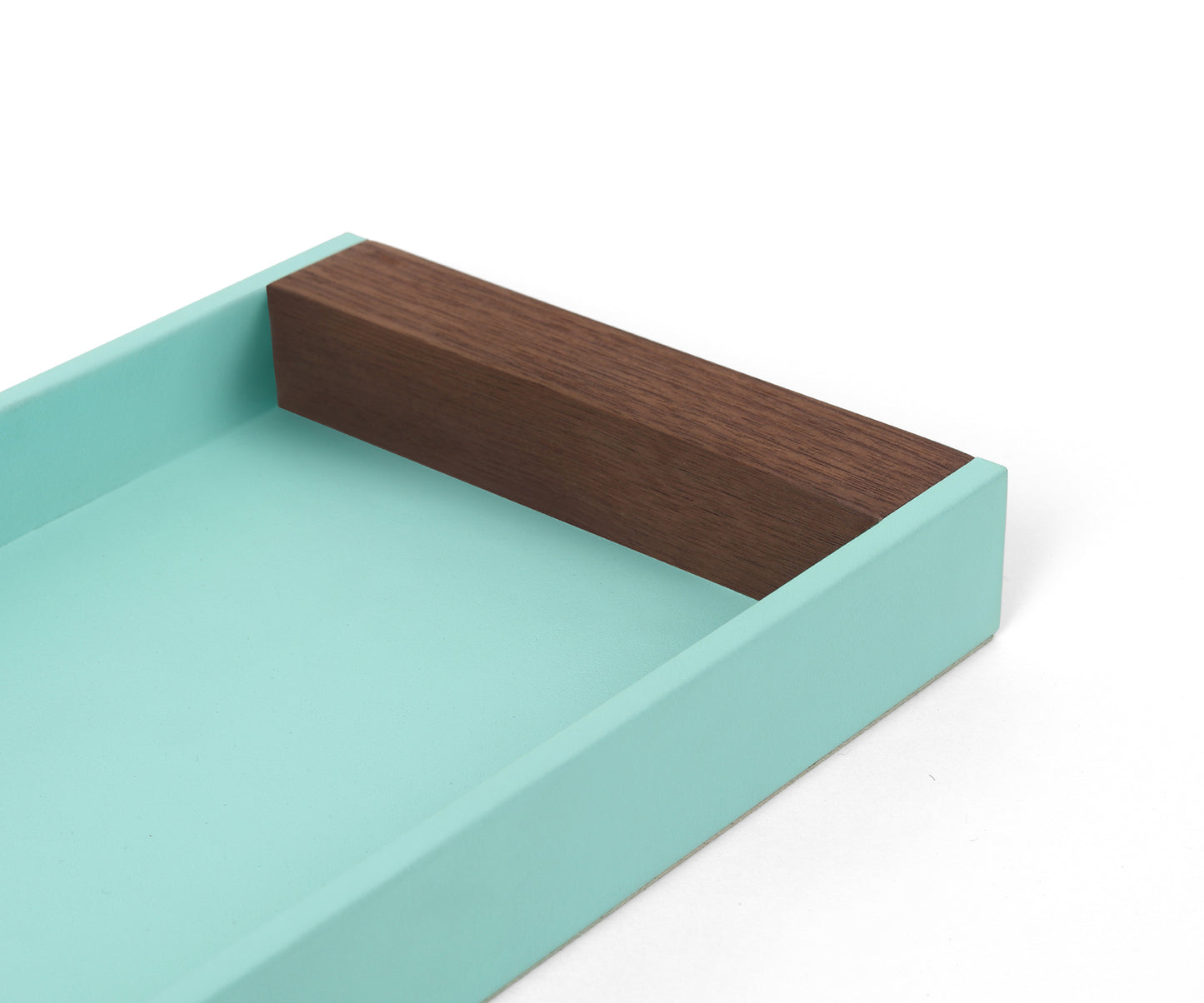 Buy Turquoise Tino Small Organizer Tray - Made from Bonded Leather & Walnut Wood - Taamaa